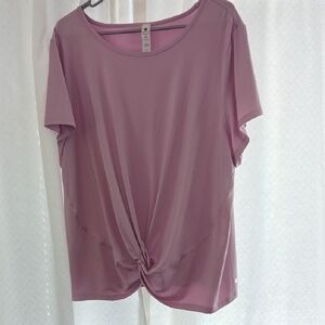 Velocity Light Pink Twist-Front Short Sleeve Tee Soft